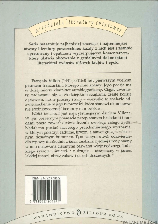 Wielki testament. FRANÇOIS VILLON