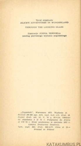 Przygody Alicji w Krainie Czarów. LEWIS CARROLL