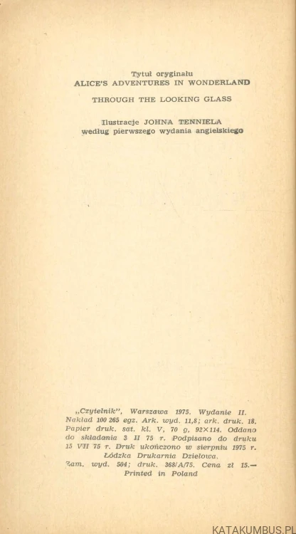 Przygody Alicji w Krainie Czarów. LEWIS CARROLL