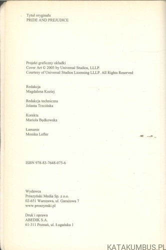 Duma i uprzedzenie. JANE AUSTEN