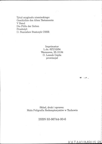 Historia Starego Testamentu. Tom V. Ku pełni czasu.. CLAUS SCHEDL
