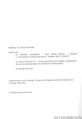 Podstawy formacji służby liturgicznej i ruchu Światło-Życie. RED. MACIEJ TROWSKI
