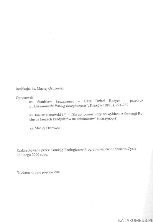 Podstawy formacji służby liturgicznej i ruchu Światło-Życie. RED. MACIEJ TROWSKI