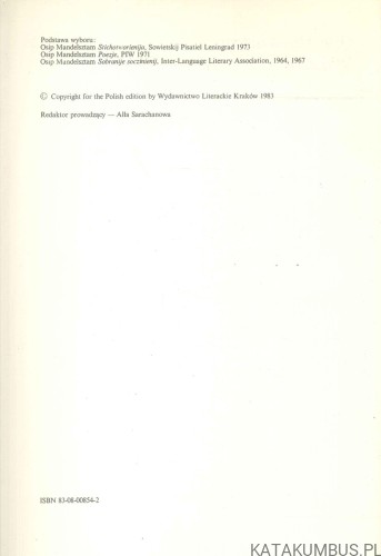 Poezje. OSIP MANDELSZTAM