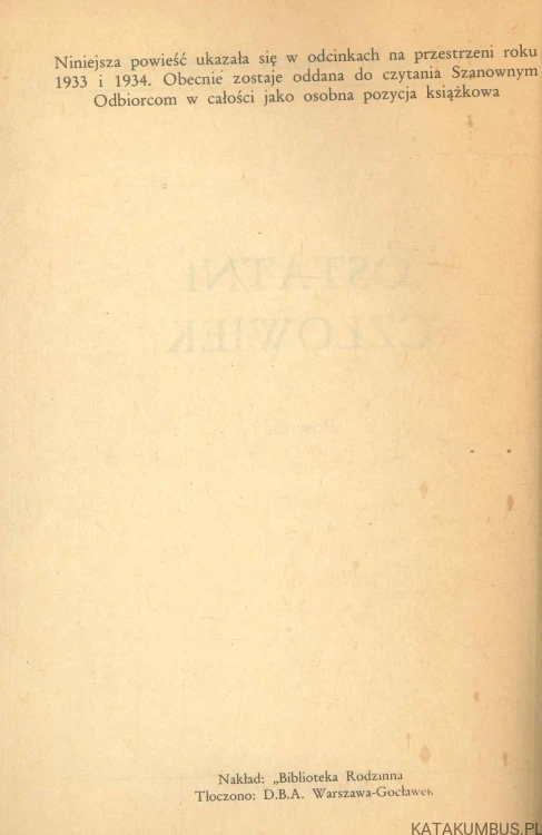 Ostatni człowiek. ALEKSANDER JUNOSZA OLSZAKOWSKI