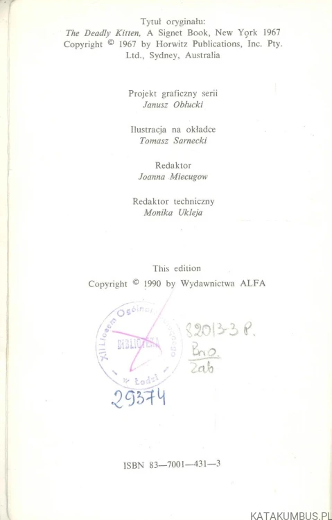 Zabójczy kociak. CARTER BROWN