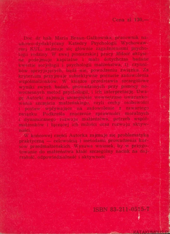 Miłość aktywna. MARIA BRAUN-GAŁKOWSKA