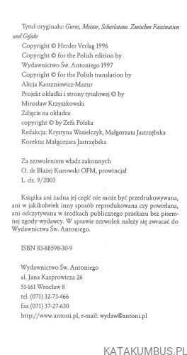 Guru mistrzowie szarlatani. Fascynacje i zagrożenia. REINHART HUMMEL
