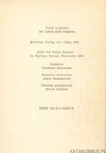 Doświadczenie Boga. LADISLAUS BOROS