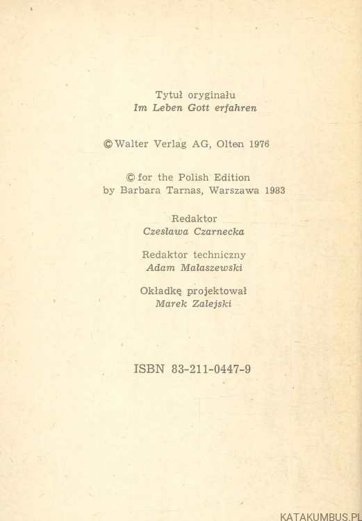 Doświadczenie Boga. LADISLAUS BOROS