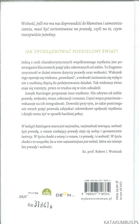 Prawda i wolność. Rozważania o współczesności. JOSEPH RATZINGER