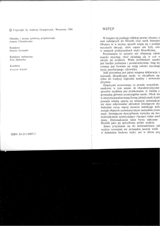 Etyka w doświadczeniu wewnętrznym. ANDRZEJ GRZEGORCZYK