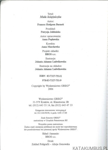 Mała księżniczka. FRANCES HODGSON BURNETT