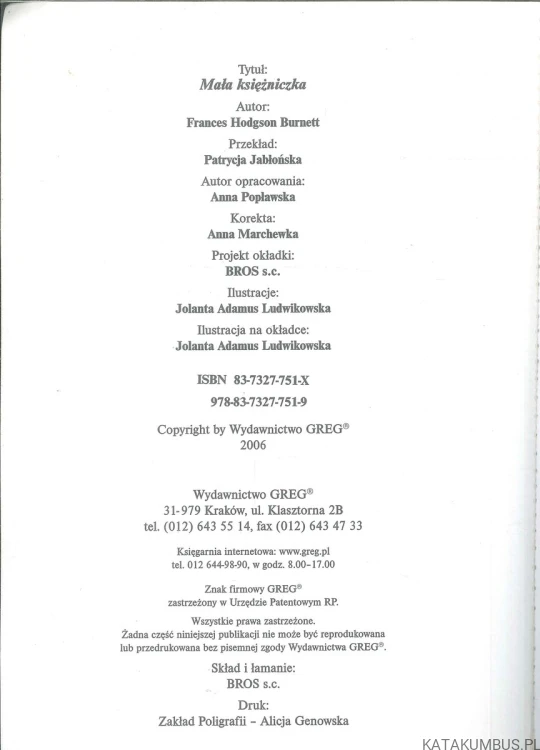 Mała księżniczka. FRANCES HODGSON BURNETT