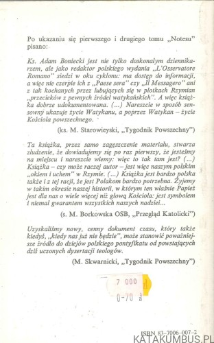 Notes rzymski tom 3. KS. ADAM BONIECKI MIC