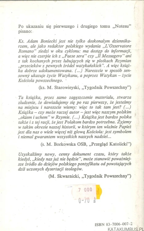 Notes rzymski tom 3. KS. ADAM BONIECKI MIC