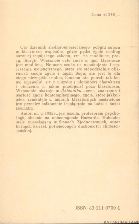 Dziennik z klasztoru trapistów. HENRI J. M. NOUWEN