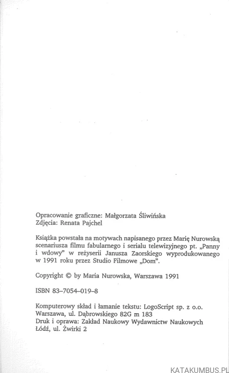 Panny i wdowy. Zniewolenie. MARIA NUROWSKA