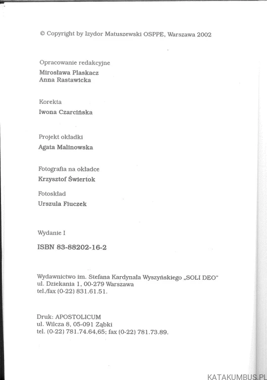 Matko ludzkich pragnień. O. IZYDOR MATUSZEWSKI