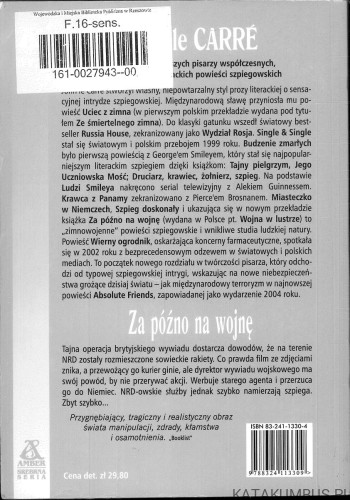 Za późno na wojnę. JOHN LE CARRÉ