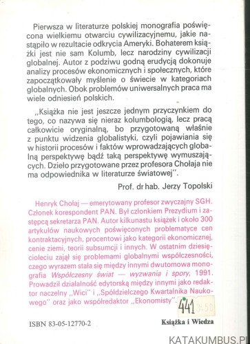 Kolumb, Europa i świat. HENRYK CHOŁAJ