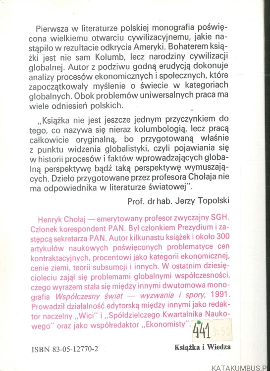 Kolumb, Europa i świat. HENRYK CHOŁAJ