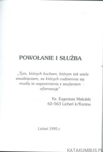 Powołanie i służba. KS. EUGENIUSZ MAKULSKI