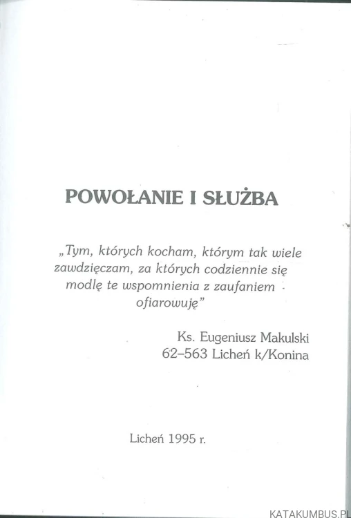 Powołanie i służba. KS. EUGENIUSZ MAKULSKI