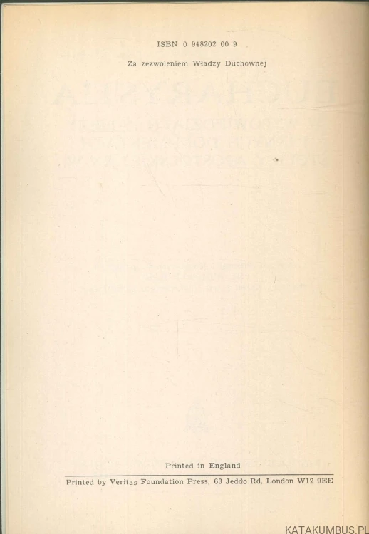 Eucharystia w wypowiedziach papieży i innych dokumentach Stolicy Apostolskiej XX w. PRACA ZBIOROWA