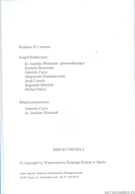 Nasz głos. Śpiewnik. RED. JOACHIM WALOSZEK