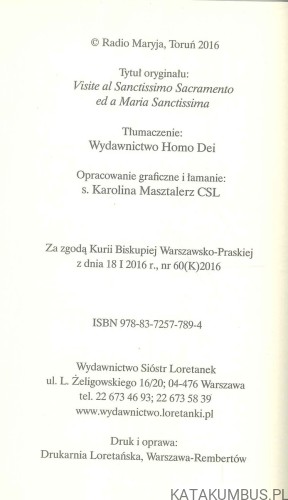 Nawiedzenia Najświętszego Sakramentu. ALFONS MARIA DE LIGUORI