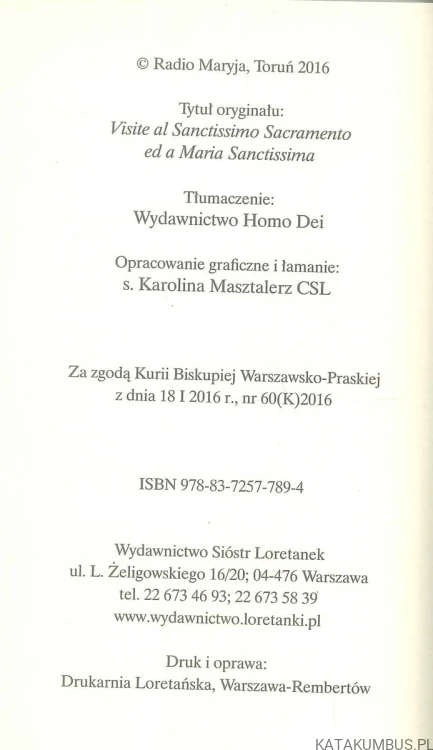 Nawiedzenia Najświętszego Sakramentu. ALFONS MARIA DE LIGUORI