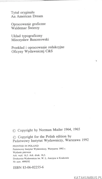 Amerykańskie marzenie. NORMAN MAILER