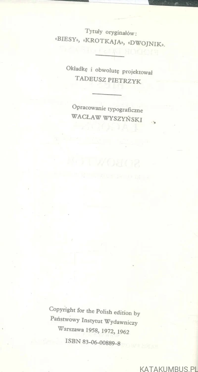 Dzieła wybrane III: Biesy, Łagodna, Sobowtór. FIODOR DOSTOJEWSKI