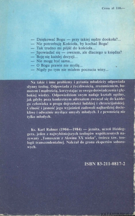 Mój problem. Karl Rahner odpowiada na pytania młodzieży. KARL RAHNER