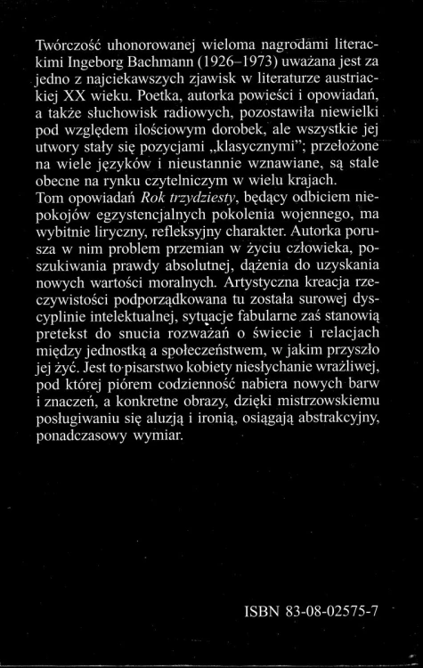 Rok trzydziesty. INGEBORG BACHMANN
