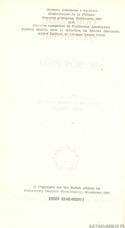 Wybór pism. GUILLAUME APOLLINAIRE