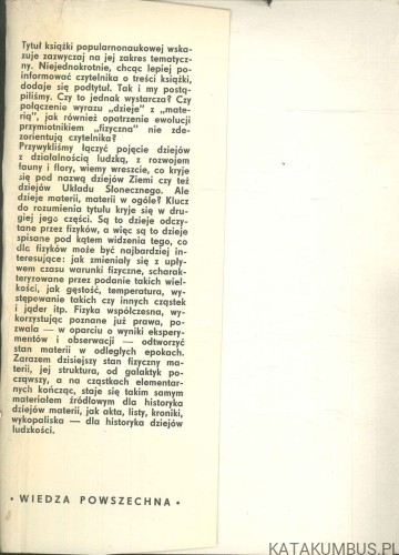 Dzieje materii przez fizyków odczytane. B. KUCHOWICZ, J.T. SZYMCZAK