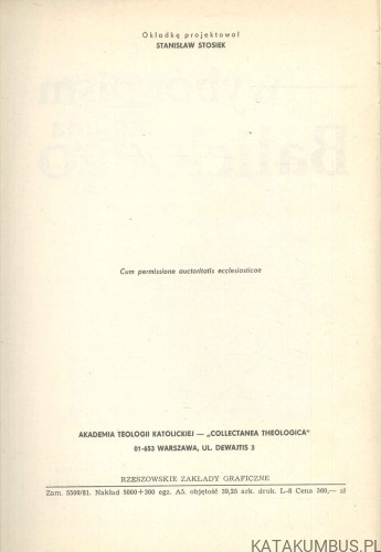 Wybór pism ks. Jana Balickiego. JAN BALICKI