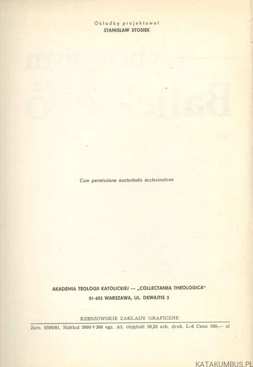 Wybór pism ks. Jana Balickiego. JAN BALICKI