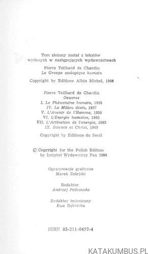 Człowiek. PIERRE TEILHARD DE CHARDIN