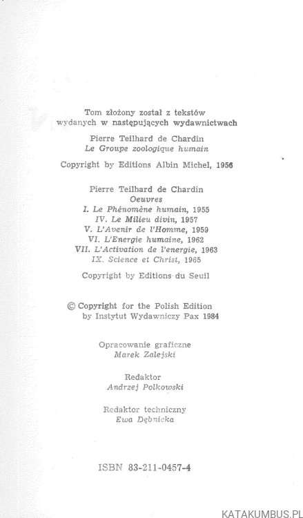 Człowiek. PIERRE TEILHARD DE CHARDIN