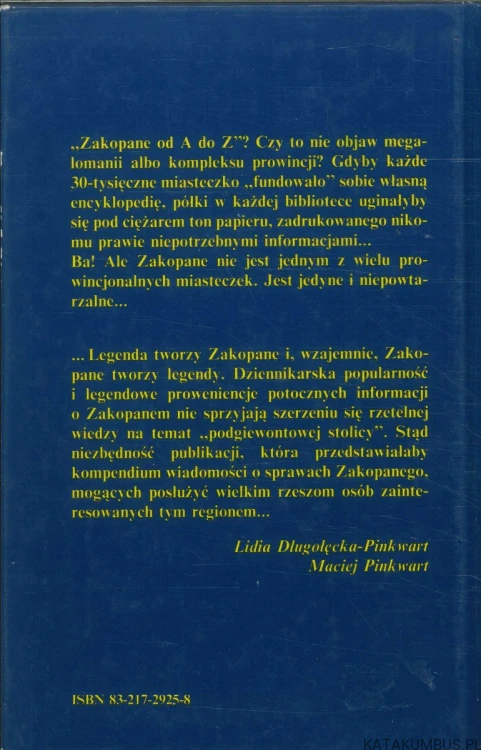 Zakopane od A do Z. LIDIA DŁUGOŁĘCKA-PINKWART, MACIEJ PINKWART