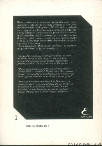 Żywoty Pitagorasa. PORFIRIUSZ, JAMBLICH, ANONIM