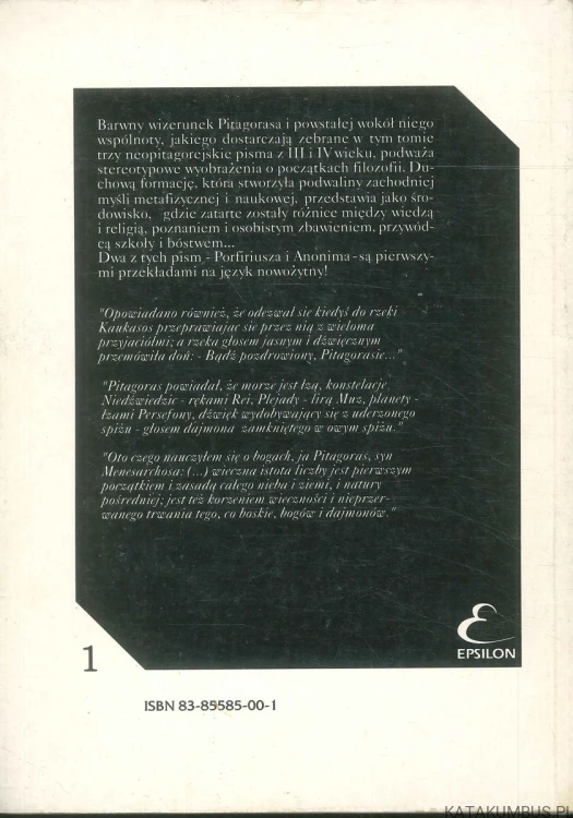 Żywoty Pitagorasa. PORFIRIUSZ, JAMBLICH, ANONIM