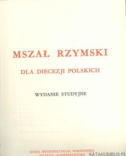 Mszał rzymski dla diecezji polskich. PRACA ZBIOROWA