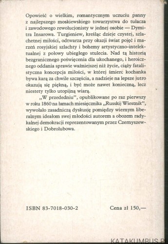 W przededniu. IWAN TURGIENIEW