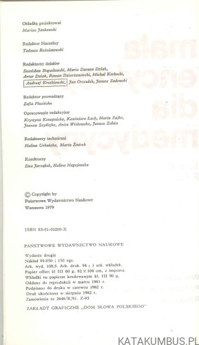 Mała encyklopedia medycyny. RED. TADEUSZ ROŻNIATOWSKI