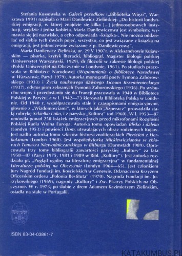 Szkice o literaturze emigracyjnej. MARIA DANILEWICZ ZIELIŃSKA