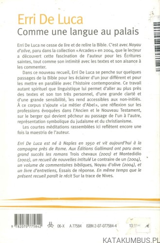 Comme une langue au palais (j.fran). ERRI DE LUCA